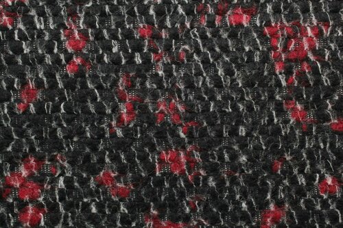 Ткань Лоден шерстяной чёрно-вишнёво-серый с жаккардовым узором, 380 г/пм, ш152см, 0,5 м