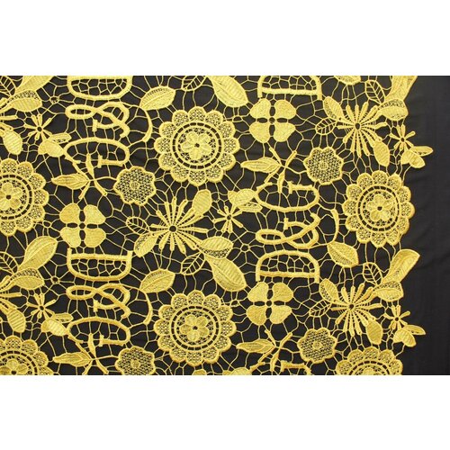 Ткань Кружево-макраме D&G ярко-жёлтого цвета, ш126см, 0,5 м