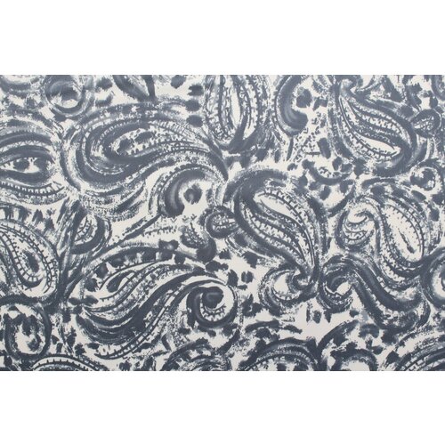 фото Ткань хлопок-сатин стрейч восточный узор цвета маренго на белом фоне, ш146см, 0,5 м etro