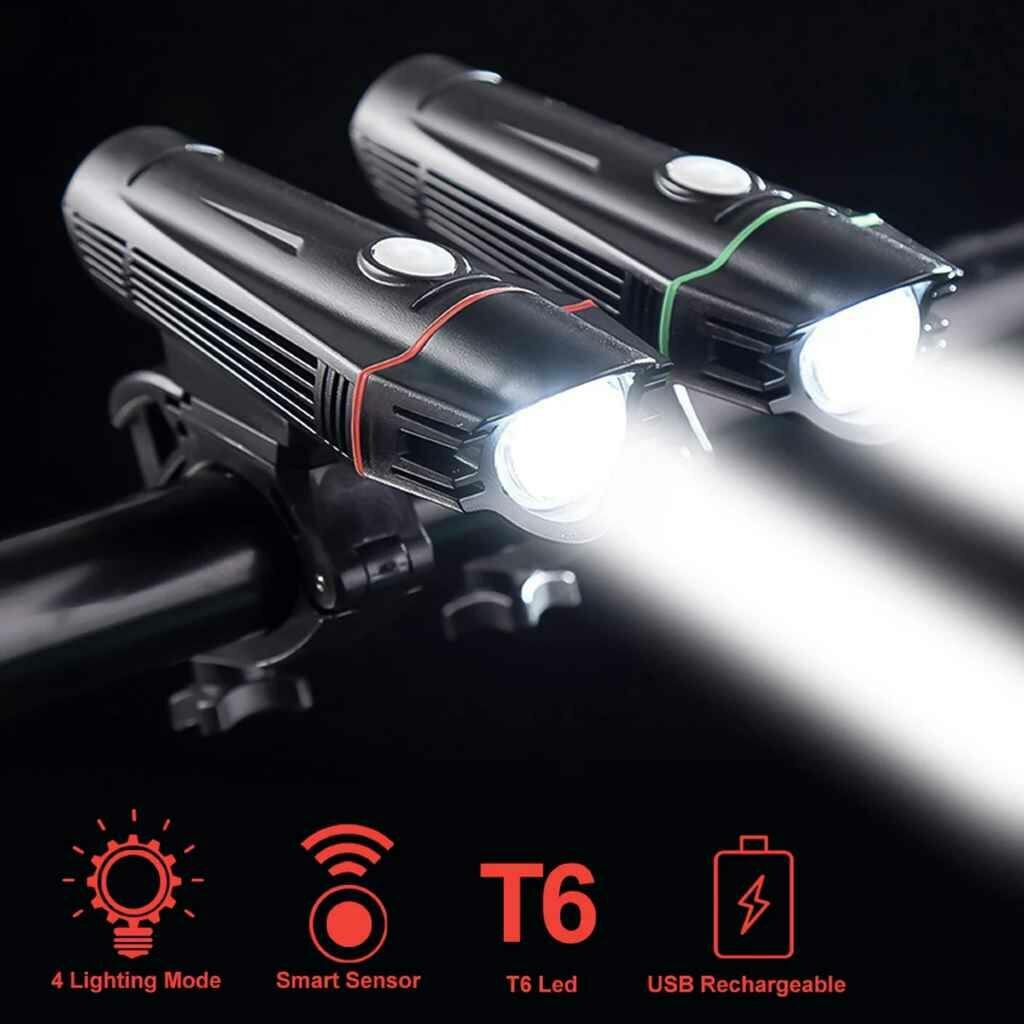 Сверхъяркий LED фонарик для велосипеда и самоката, встроенный аккумулятор, фара передняя от Shark-Shop