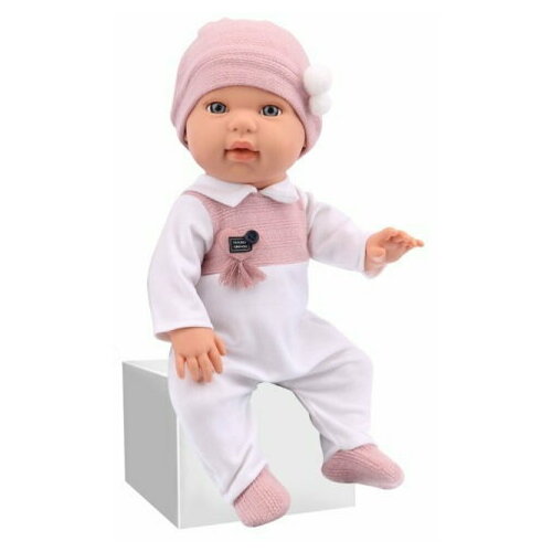 s s toys пупс 40 см в бело розовом комбинезоне с аксессуарами 3777 200541779 sr102 с 3 лет Кукла Пупс 40 см в бело-розовом комбинезоне