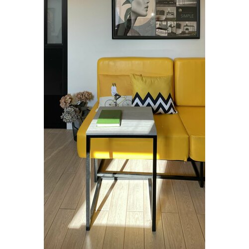 Столик журнальный придиванный на металлическом каркасе скопас цвет столешницы серый