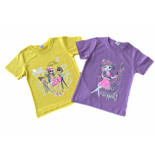 фото Футболка , размер 6 лет, фиолетовый, желтый dalesha