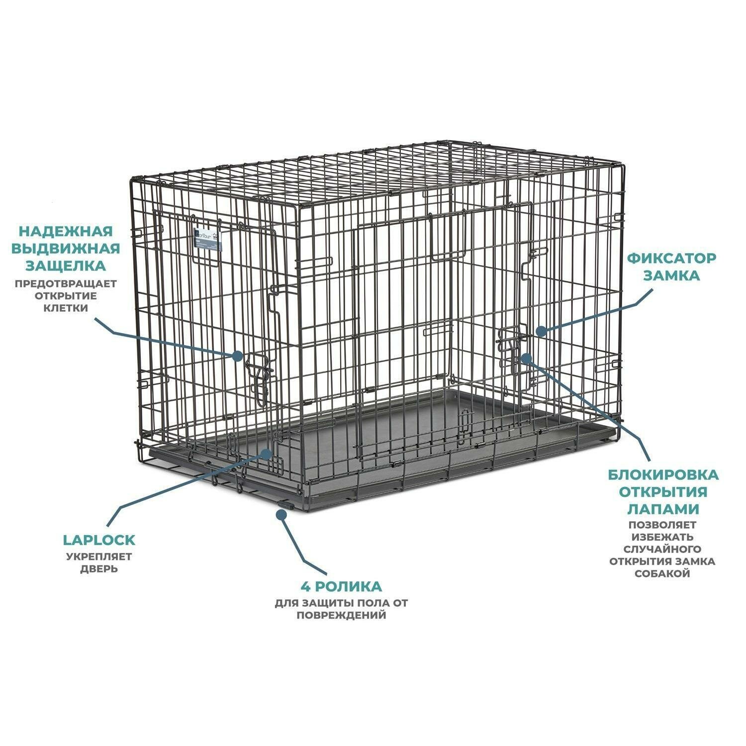 Клетка двухдверная для собак Midwest Contour 836DD размер - 93 х 59 х 62 см цвет - черный