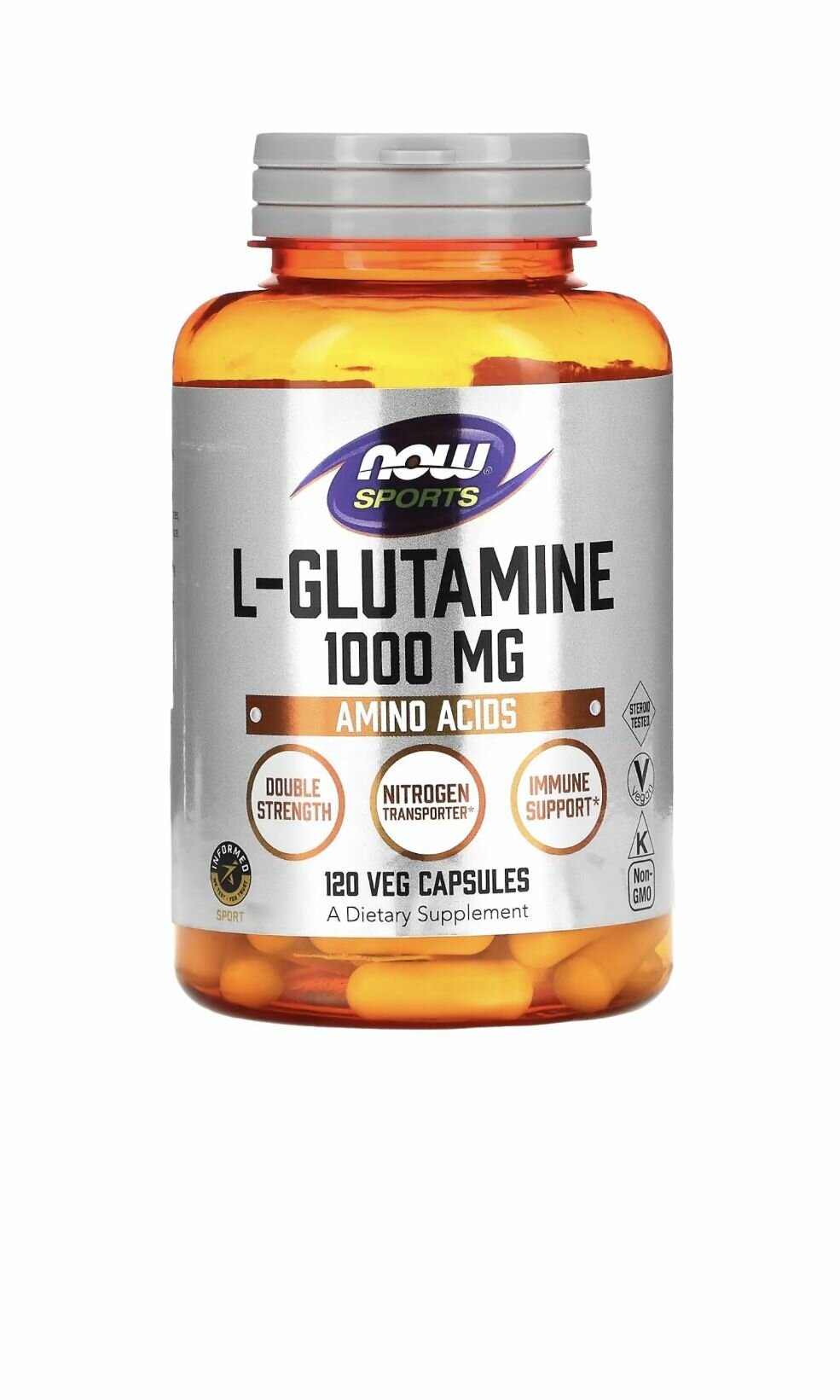 Аминокислота L-Глютамин Двойной Концентрации NOW Amino Acids L-Glutamine Double Strength 1000 mg 120 капсул