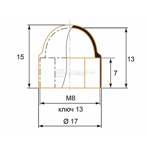 Колпачок на болт/гайку М8 под ключ 13 цвет Белый (300 шт.)