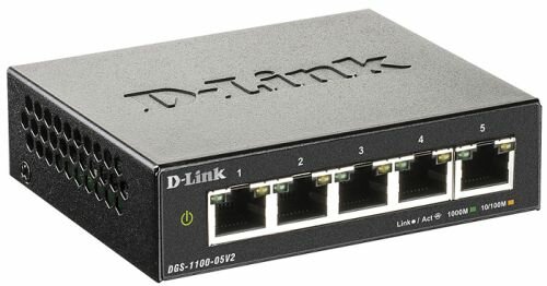 Коммутатор D-Link DGS-1100-05V2, управляемый, количество портов: 5x1 Гбит/с (DGS-1100-05V2/A1A)