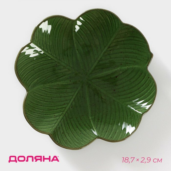 фото Блюдо сервировочное Доляна «Лист», 18,7×2,9 см, цвет зелёный