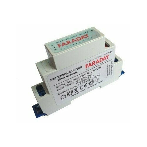 БП 12В, 1А (12W/12V/DIN) FARADAY Блок питания 12 В 1А. Под Din-рейку