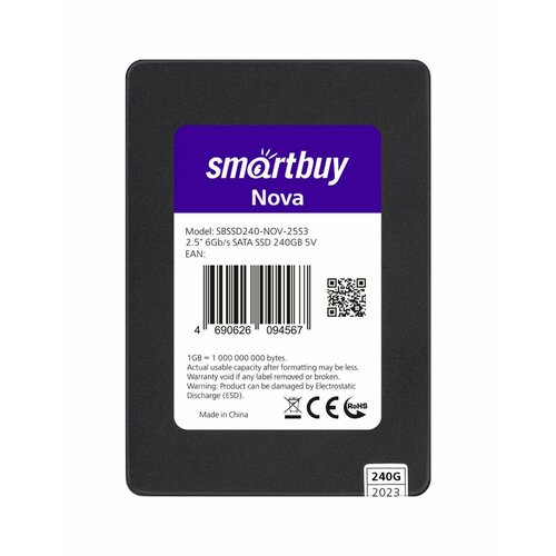 Твердотельный накопитель SSD Smartbuy Nova 240Gb 25 SBSSD240-NOV-25S3 289000₽