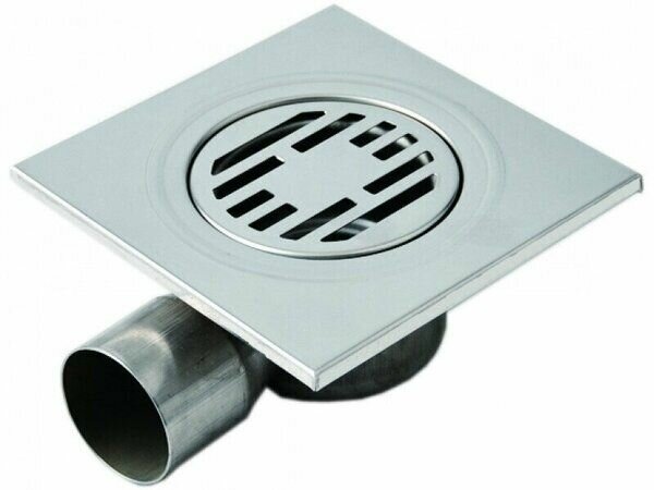 фото Трап для душа из нержавеющей стали , 10х10 см с горизонтальным выходом