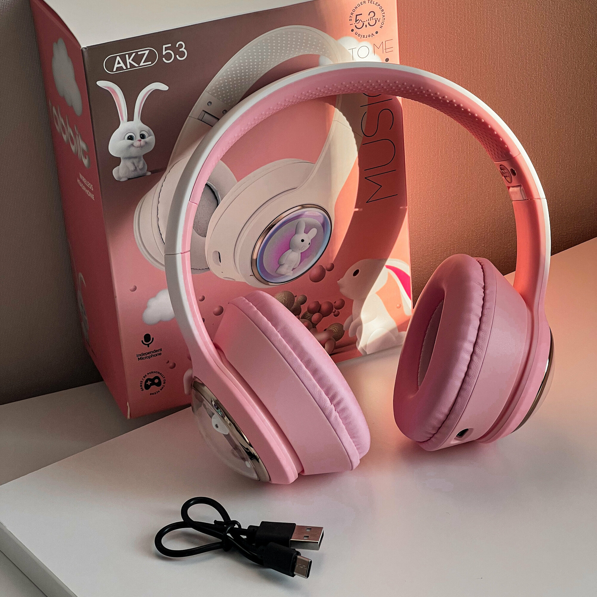 Беспроводные наушники Rabbit AKZ 53 Pink