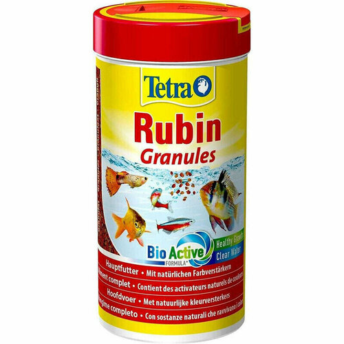 Хлопья для усиления естественной окраски рыб Rubin, 100мл tetra rubin flakes хлопья 20 грамм 100 мл универсальный сухой корм для усиления естественной окраски большинства аквариумных рыбок