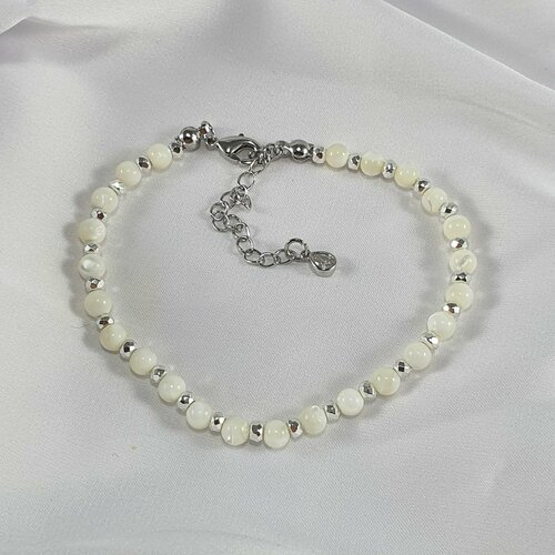 Браслет Жемчужина Юга, гематит, перламутр, размер 17 см, белый