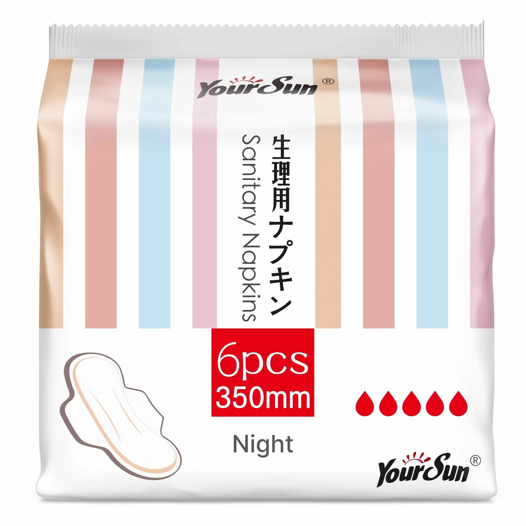 Прокладки гигиенические YOURSUN Ночные с крылышками 6 капель 35 см, 6 шт - фото №12