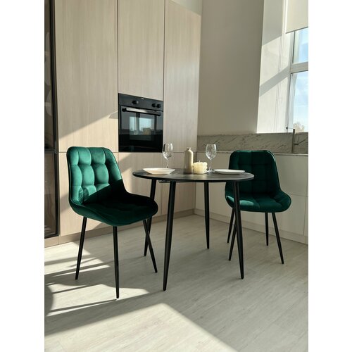 Стол обеденный Раздвижной Milan черный мрамор, 100х100х75 см