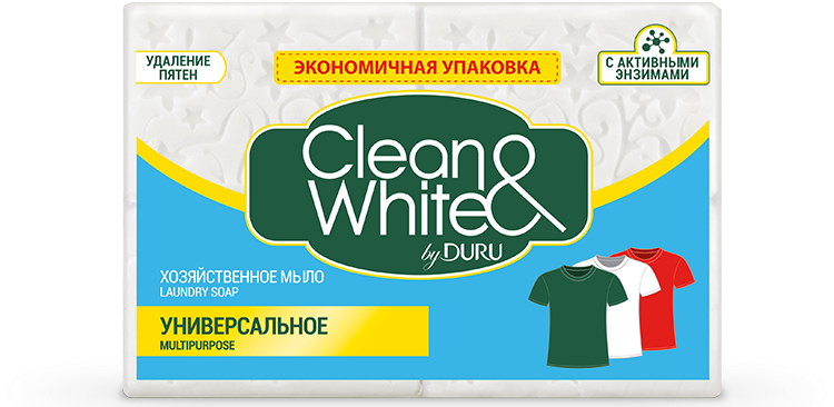 Набор из 3 штук Мыло хозяйственное Duru Clean&White Универсальное 4шт по 120г