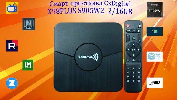 Смарт приставка CXDIGITAL X98plus S905W2 2/16gb android 11 WiFi 2.4/5Ггц