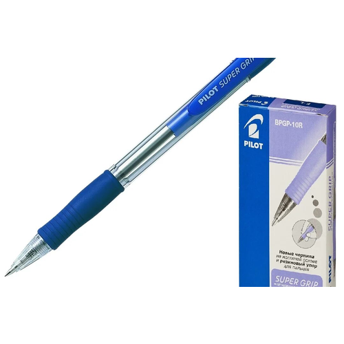 PILOT Ручка шариковая Super Grip, 0.7 мм BPGP-10R-F, BPGP-10R-F-L, 12 шт.