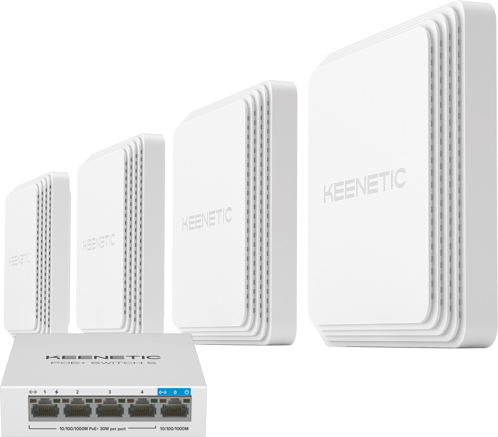 Keenetic Orbiter Pro 4-Pack + PoE+ switch 5 bundle (KN-KIT-012)