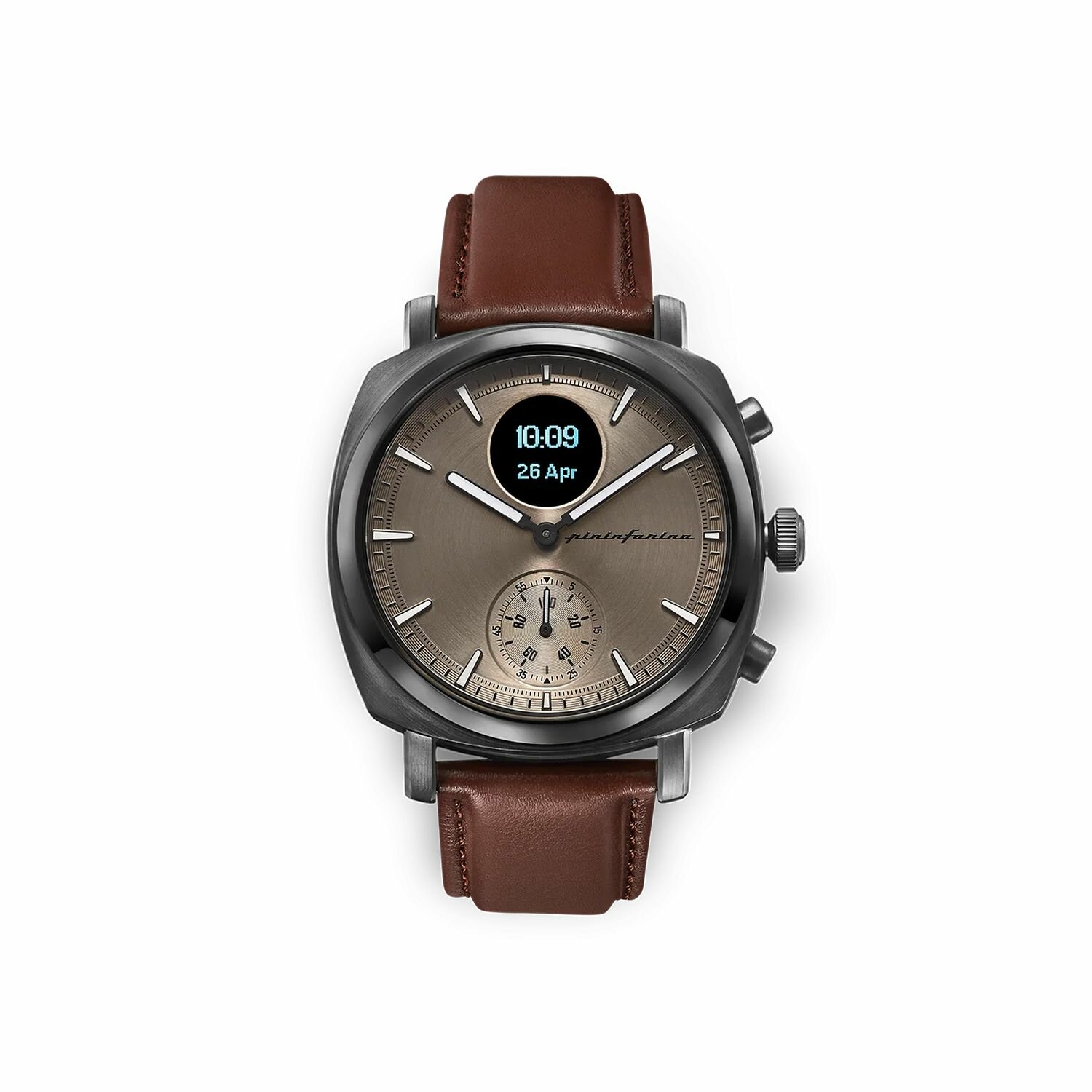Гибридные умные часы Pininfarina Senso Hybrid (44мм) Темно-серые, темно-коричневый ремешок