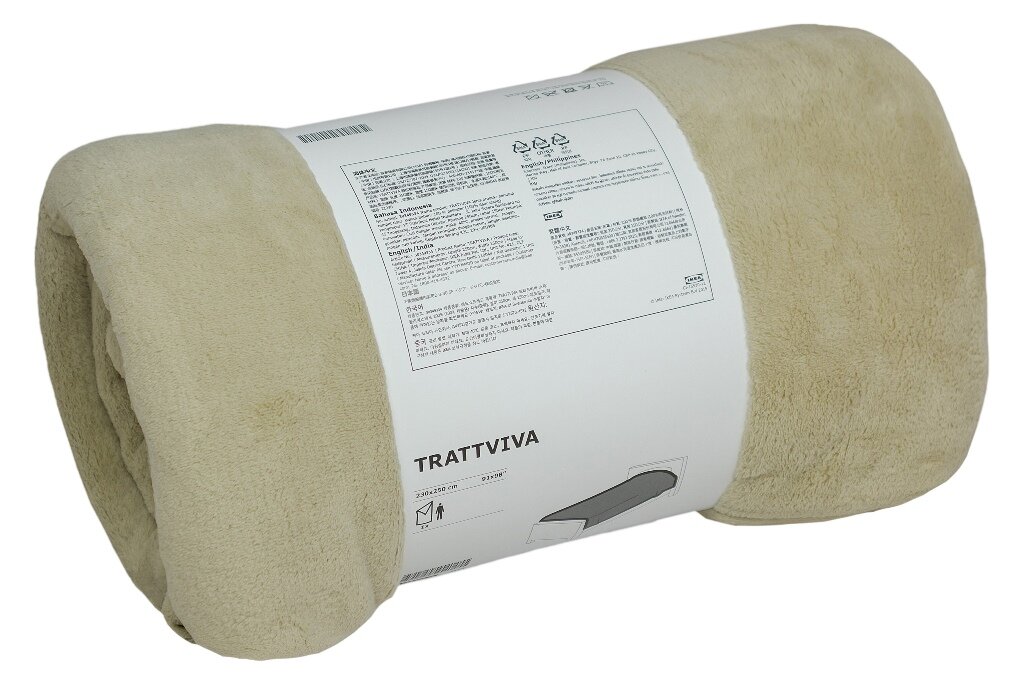 Покрывало 230х250 фланель Траттвива, бежевый, 100% полиэстер