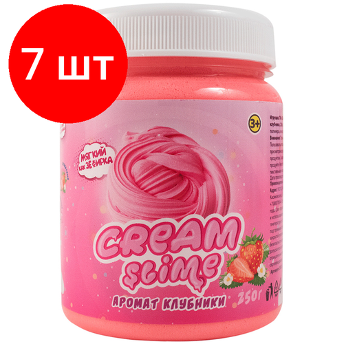 Комплект 7 шт, Слайм Cream-Slime, розовый, с ароматом клубники, 250мл