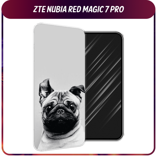 Силиконовый чехол на ZTE Nubia Red Magic 7 Pro / ЗТЕ Нубиа Ред Меджик 7 Про Ушастый мопс силиконовый чехол на zte nubia red magic 7 pro зте нубиа ред меджик 7 про hello winter прозрачный