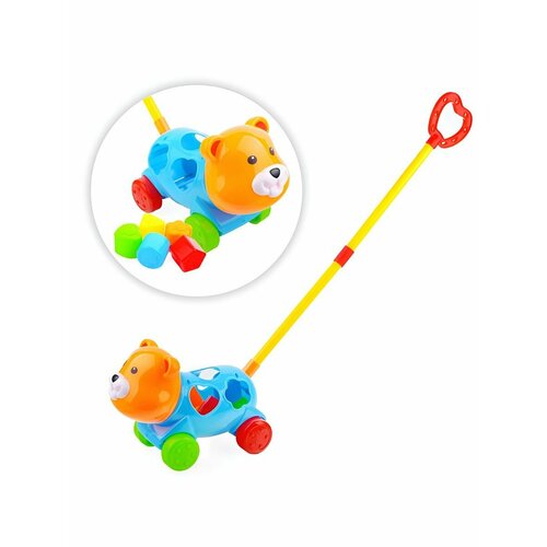 Игрушка для малышей Каталка сортер детская с ручкой Мишка детская игрушка каталка погремушка с ручкой развивающая игрушка для малышей