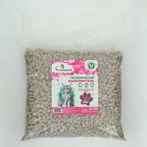 Наполнитель гигиенический Пижон для длинношерстных кошек 21 кг впитываемость до 4 л фр 6-10 520₽
