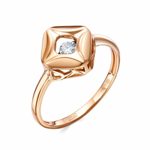 Кольцо Diamant online, комбинированное золото, 585 проба, бриллиант, размер 19, бесцветный