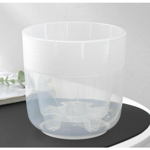 Кашпо для цветов со вставкой Линель 27 л d 16 см h 16 см прозрачный 575₽