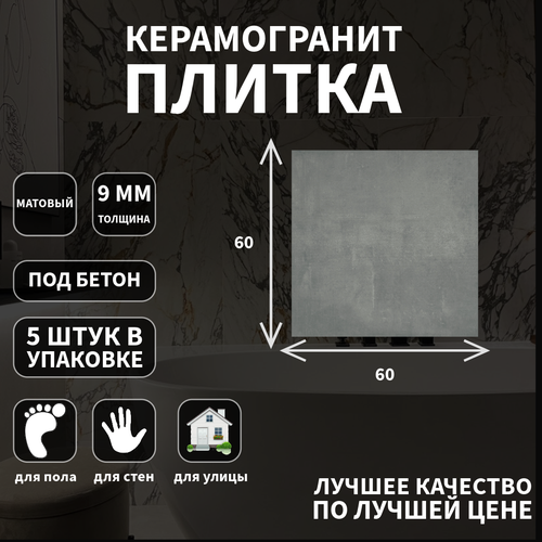 Керамогранитная плитка Grasaro G-1103, коллекция: Beton, эффект бетон, поверхность: матовый 60х60х9