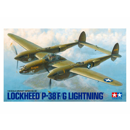 Сборная модель Американский самолёт Lockheed P-38F/G Lightning с фигурой пилота, Tamiya, 61120