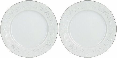Набор тарелок десертных закусочных 19 см на 2 персоны Бернадотт Деколь платина, фарфор, мелкие белые, Bernadotte Чехия, 2 шт набор посуды