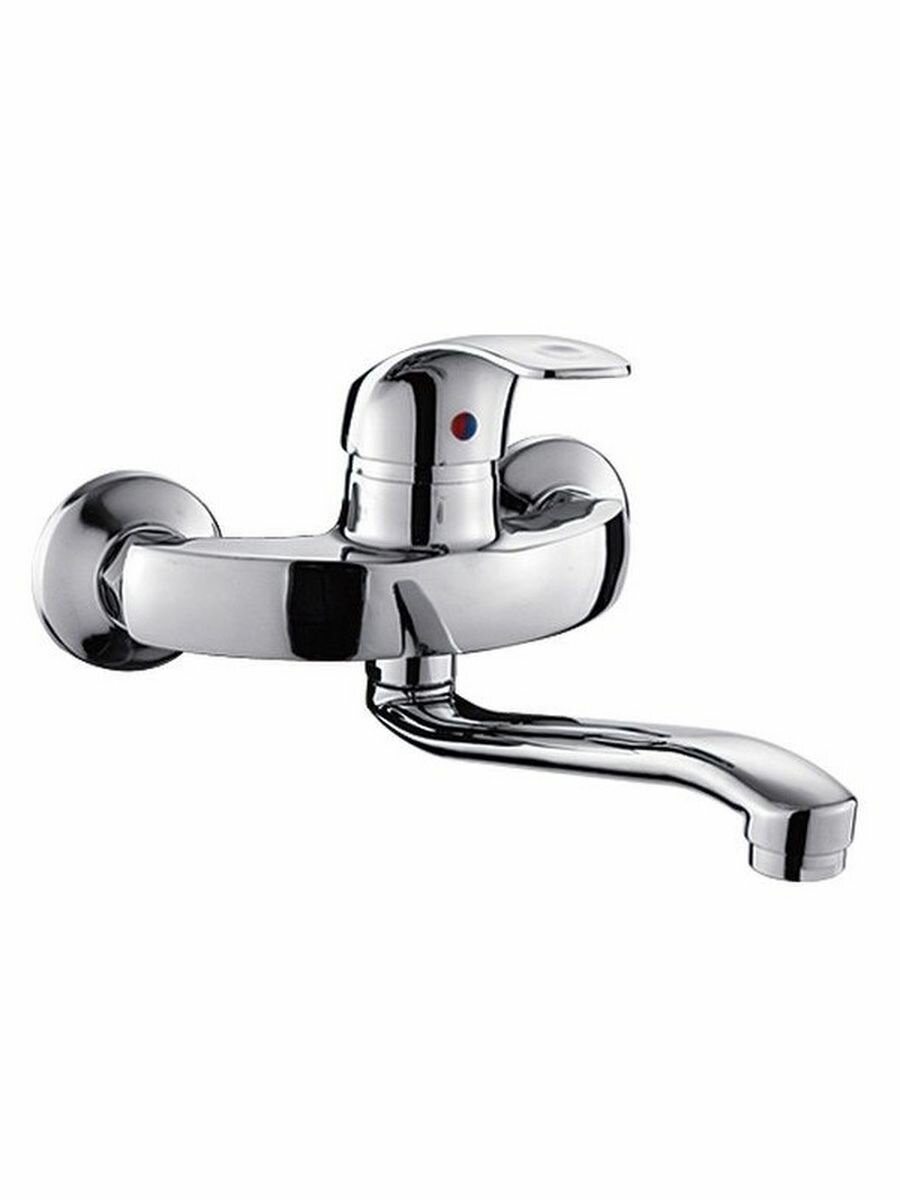 фото Настенный смеситель для кухни с поворотным изливом