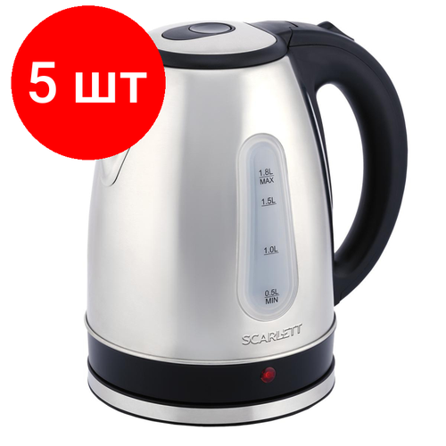 Комплект 5 штук, Чайник Scarlett SC-EK21S75, металл, 2200Вт, 1.8л, сталь чайник scarlett sc ek21s78 2200вт 1 7л металл бордовый