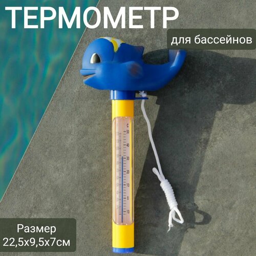 Термометр плавающий для бассейнов 22,5х9,5х7см, арт. Sun24047 синий кит