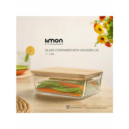 Контейнер стеклянный с деревянной крышкой