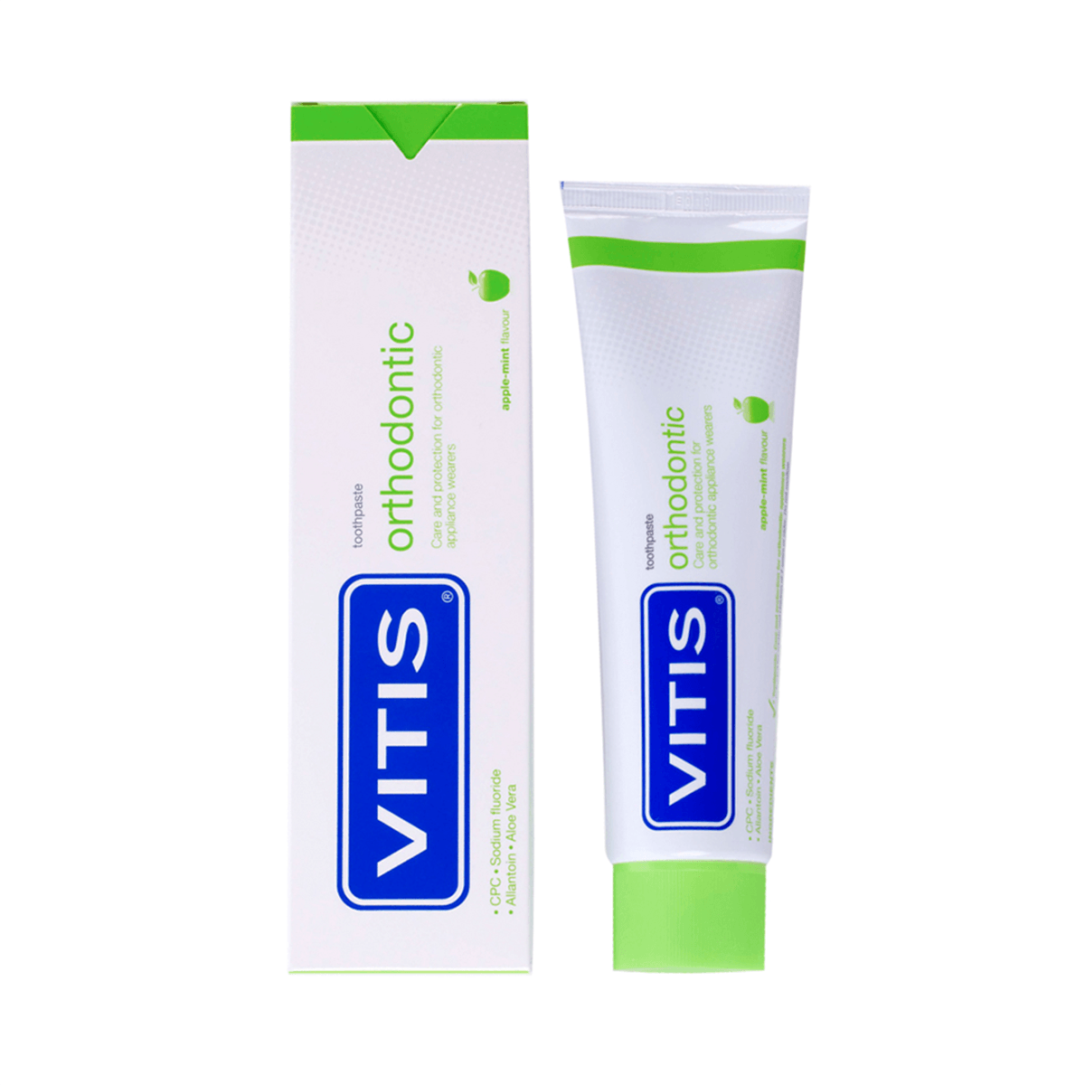 Зубная паста Vitis Orthodontic со вкусом яблока и мяты, 100 мл