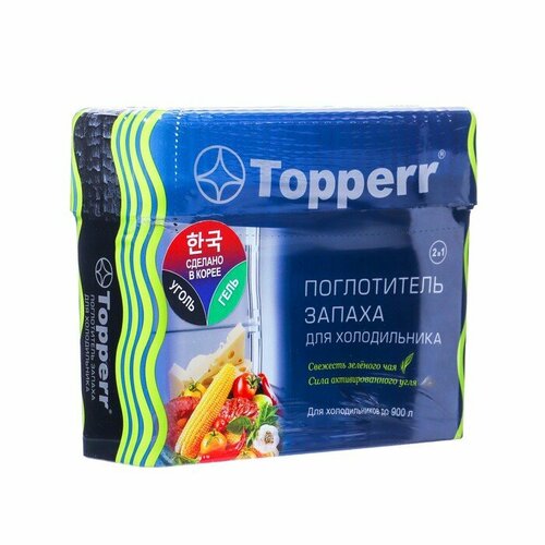 Поглотитель запаха Topperr для холодильника Зеленый чай/уголь topperr поглотитель запаха для холодильника гелевый двухкомпонентный лимон уголь