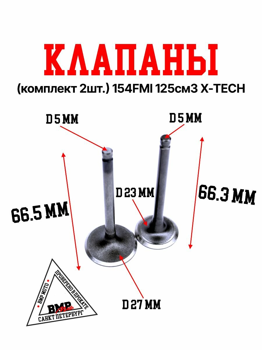 Клапаны (компл 2шт.) 154FMI 125см3 X-TECH