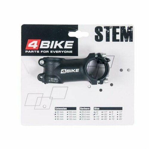 Вынос 4Bike TDS-D507A, L:70, R:+7°, 31.8 мм. Черный вынос 4bike tds d507a 1 1 8 31 8 100mm 7°