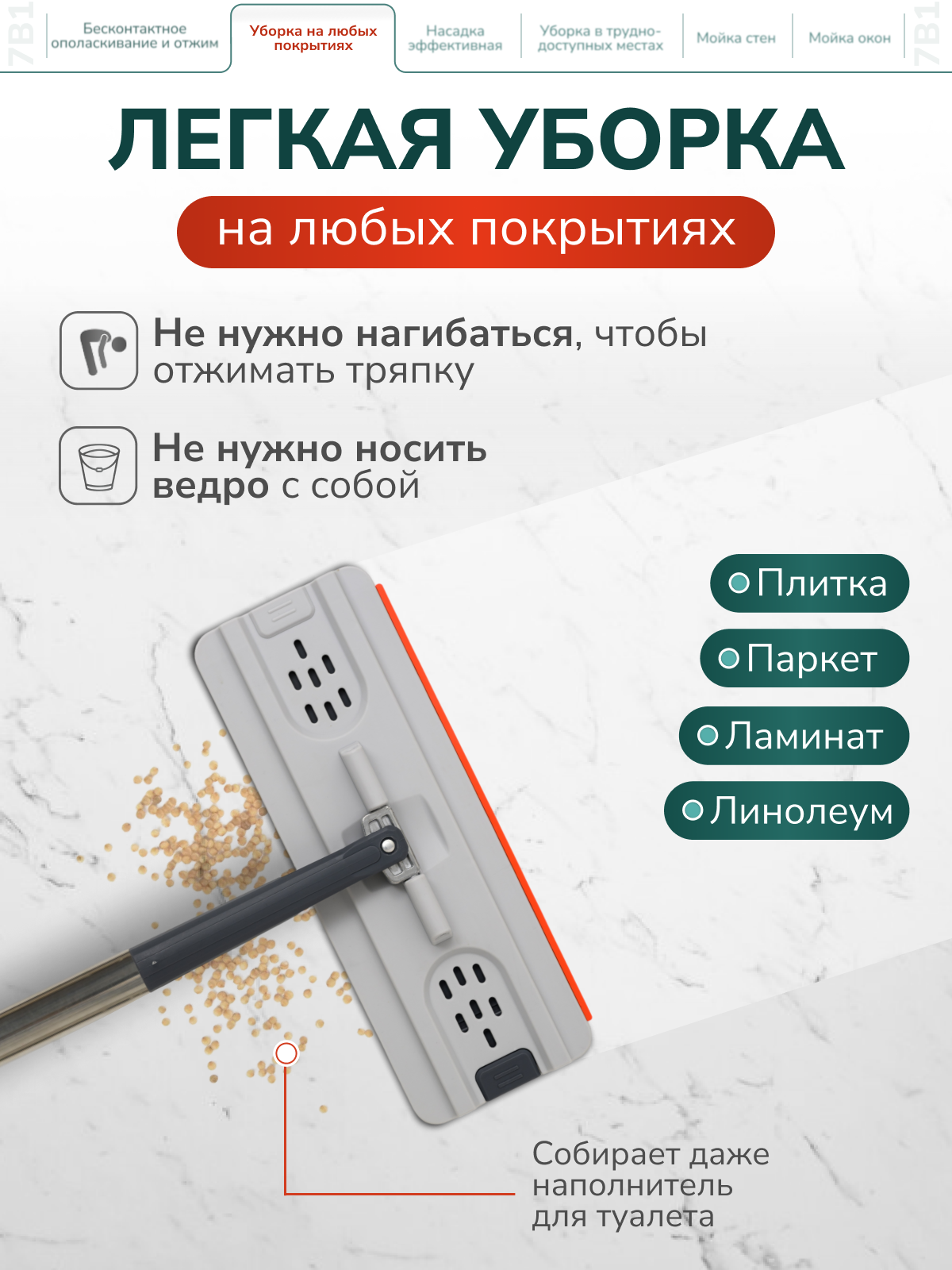 Швабра с отжимом и ведром 10 л — фото 1