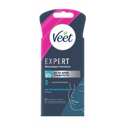 VEET Восковые полоски Expert для чувствительной кожи для лица, 20 шт.