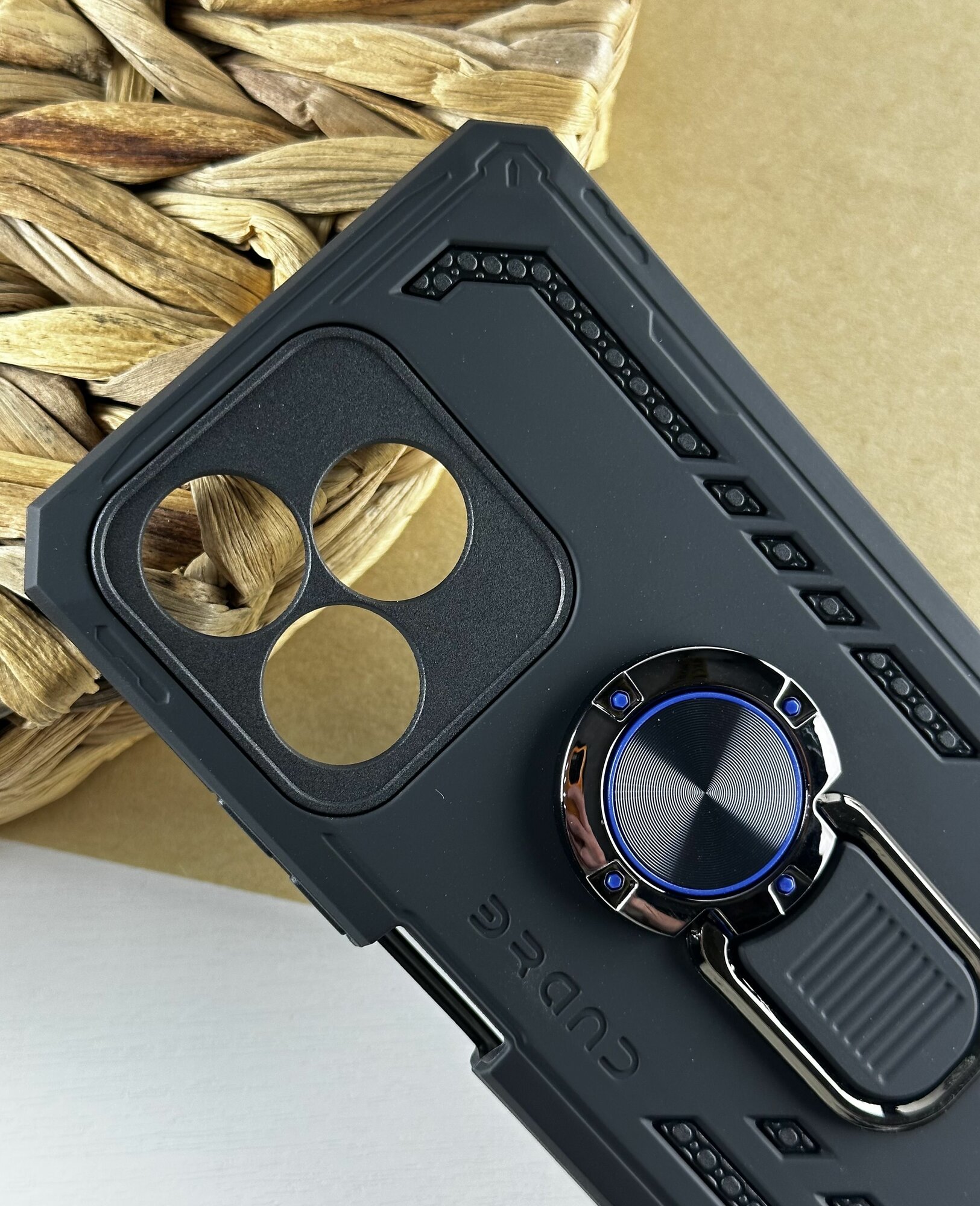Чехол на Realme Note 50 /Realme C53/ C51 (Чехол Реалми Ноте 50, Реалми С53/С51) с защитой камеры, противоударный, ударопрочный, усиленный с кольцом, черный — фото 1