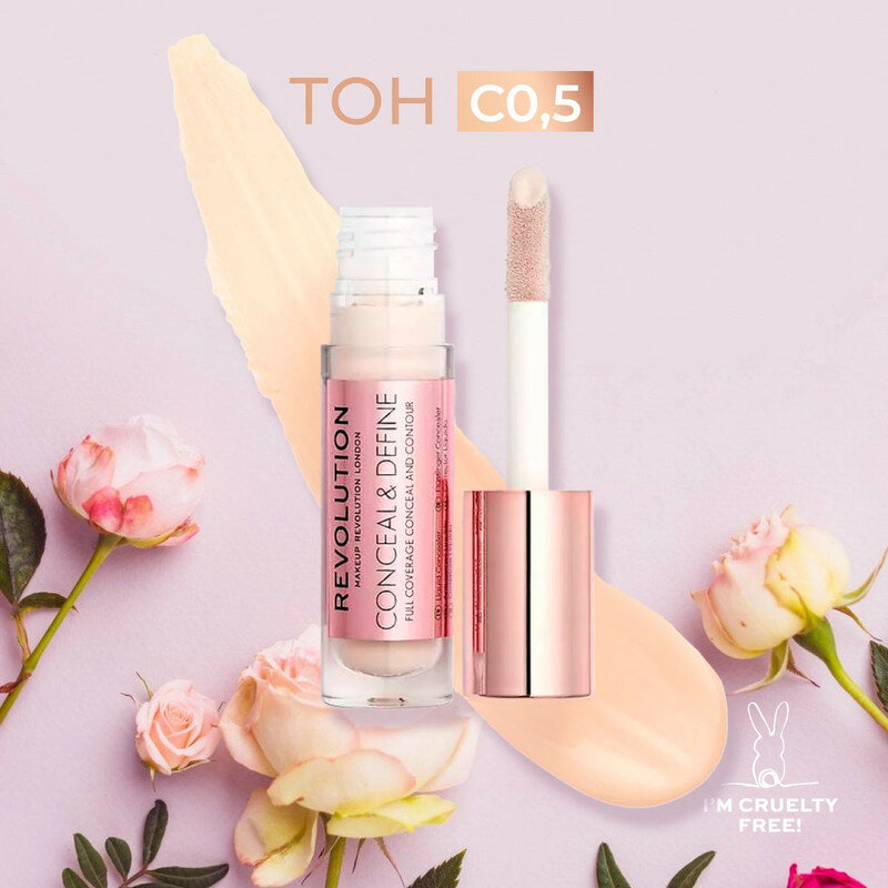 MAKEUP REVOLUTION Консилер для лица и под глаза CONCEAL AND DEFINE тон C 0,5 светлый, консиллер от темных кругов