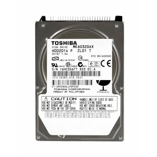 Жесткий диск Toshiba MK6032GAX 60Gb 5400 IDE 2,5 HDD жесткий диск toshiba mk6052gsx 60gb 5400 sata 2 5 hdd