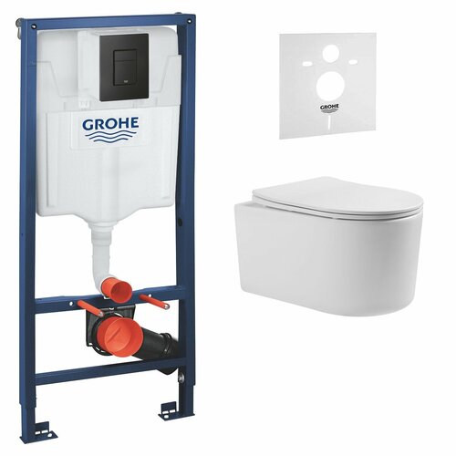 Комплект инсталляции GROHE Solido с унитазом Aquatek МИЯ и сиденьем с микролифтом (NW0155/S) комплект инсталляции grohe solido с унитазом aquatek либра new и сиденьем с микролифтом nw0152 s