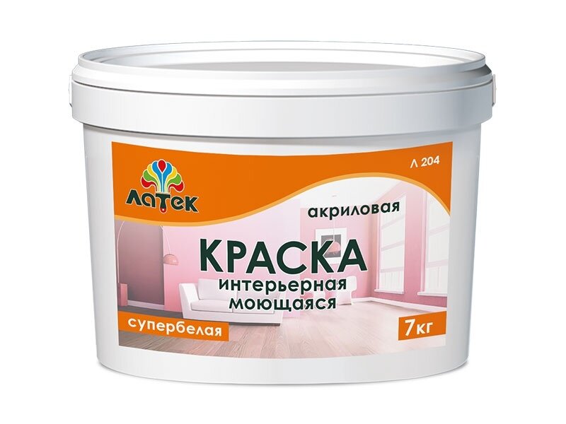 Краска водоэмульсионная Л204 моющ  7кг